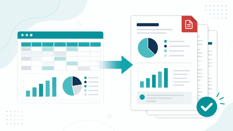 Excel to PDF converter turning a spreadsheet into a PDF
