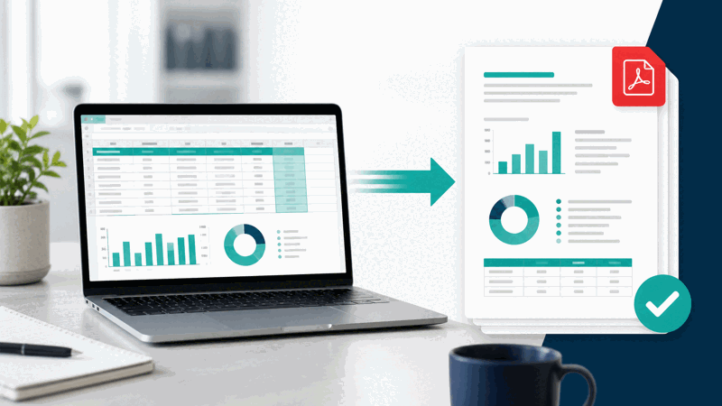 Person sharing spreadsheet data as a portable PDF