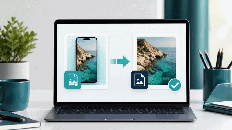 Person converting an iPhone HEIC photo to widely supported JPG