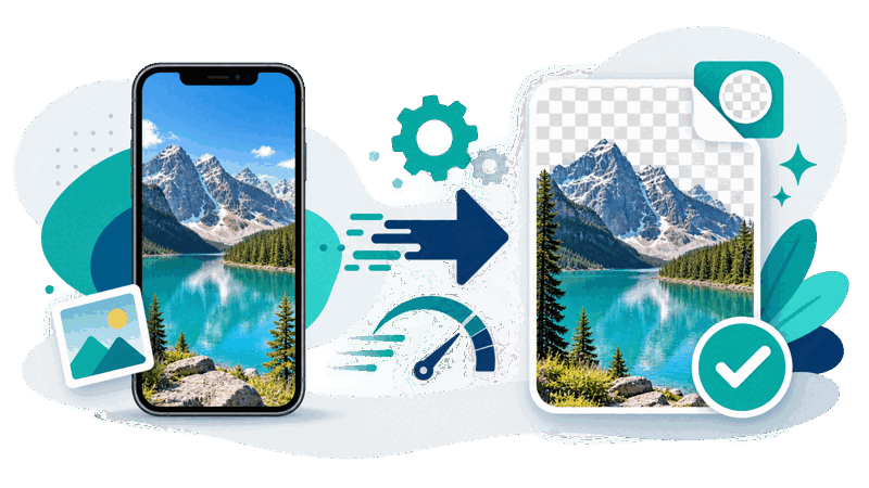 HEIC to PNG converter turning an iPhone photo into a compatible PNG