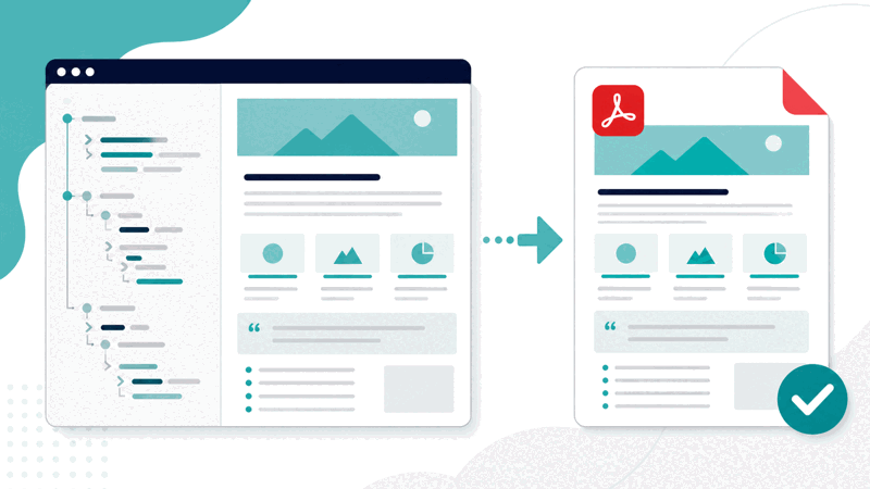 HTML to PDF converter turning web content into a PDF document