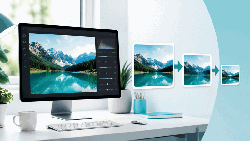 Person compressing images to speed up a web page