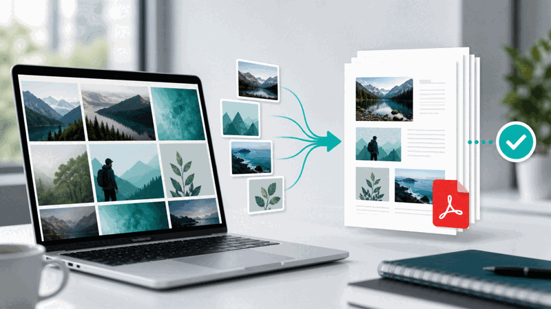Person combining images of various formats into a PDF