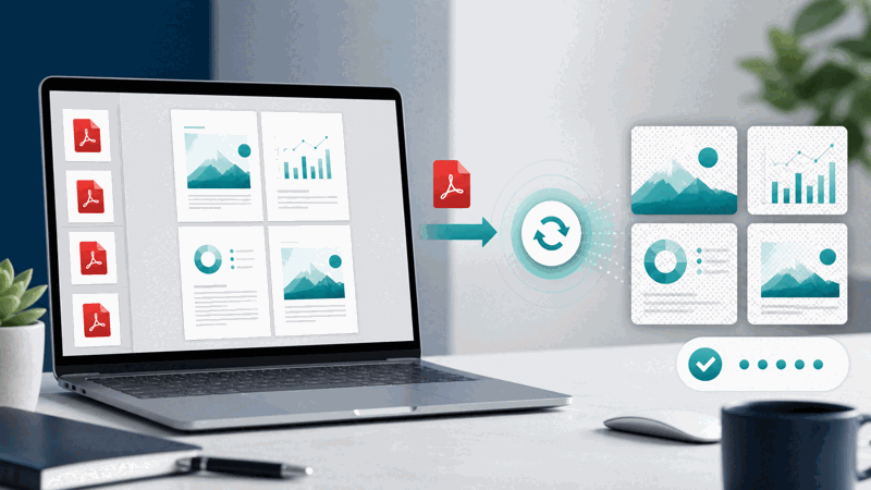 Person converting PDF pages into clear PNG images