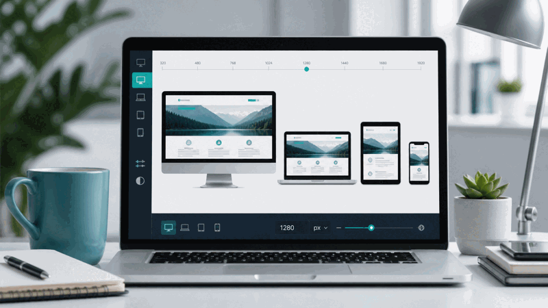 Web developer testing responsive design across screen sizes